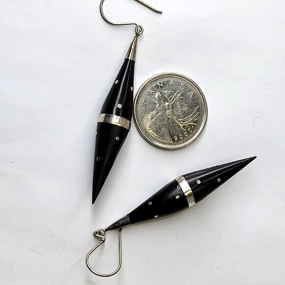 Black Cone Shaped Dangle Earrings - Picture 7 of 9